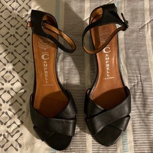 Jeffrey Campbell Black Leather Wedges